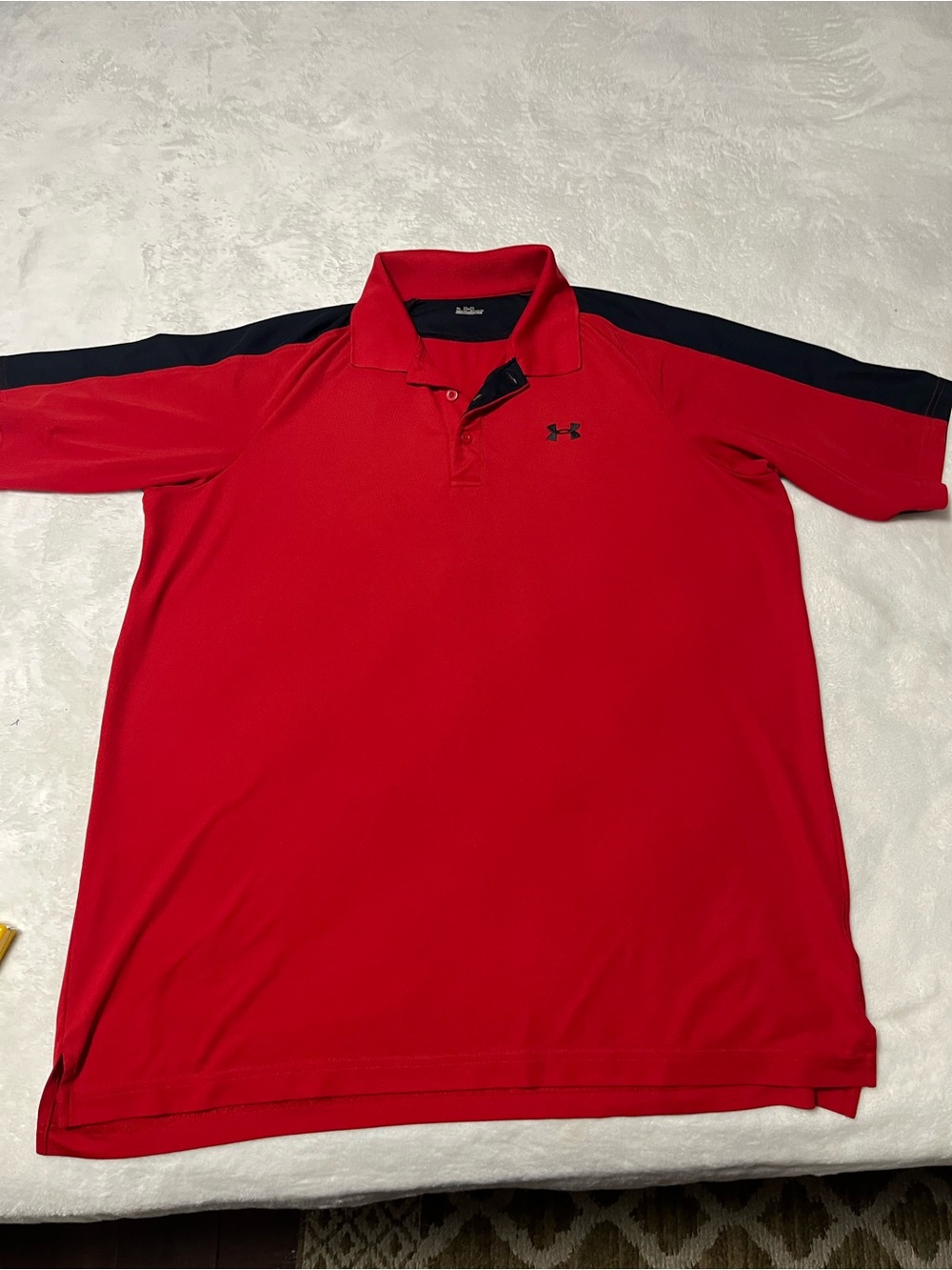 Under Armour Red Polo with Black Shoulder Panels